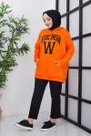 Kapşonlu kanguru cepli wisconsın  tunik Turuncu TBT3014