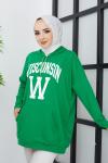 Kapşonlu kanguru cepli wisconsın  tunik Yeşil  TBT3014