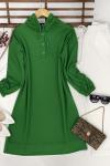 Kapşonlu yaka düğmeli Tunik yeşil  SLT3045