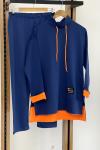 Kapşonlu  manşet renkli ikili takım Lacivert   SLT30125
