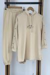 Kapşonlu Kol çıtçıtlı  Takım  Bej  SLT30114