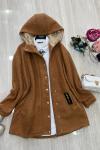 Kapşonlu buklet mont Camel UMS50100