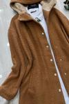 Kapşonlu buklet mont Camel UMS50100