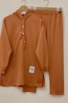 Kapşonlu yaka çıtçıtlı takım camel  SLT30135