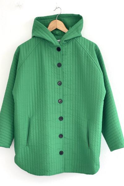 Kapşonlu cepli kapitone ceket Yeşil  SLT3165