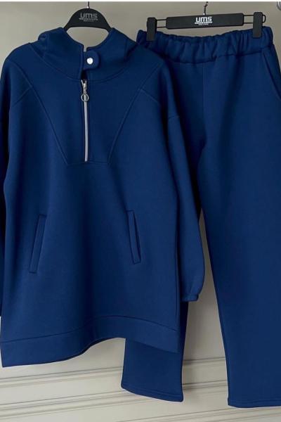 Kapşonlu  yaka fermuarlı Üçiplik Takım lacivert UMS50119