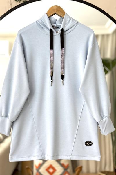 Kapüşonlu armalı  oyso tunik bebe mavi TCN40108