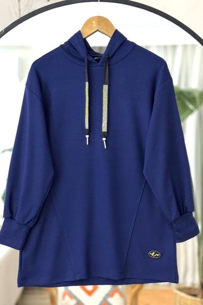 Kapüşonlu armalı  oyso tunik lacivert TCN40108