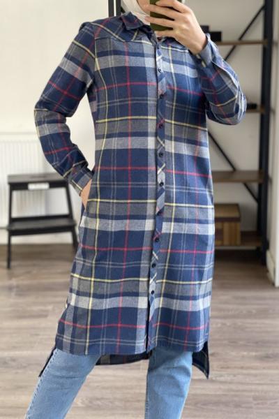 Kareli cepli gömlek tunik