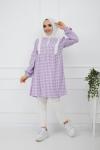 Kareli Dantel Detaylı Tunik Lila  PNK917