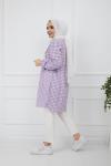 Kareli Dantel Detaylı Tunik Lila  PNK917