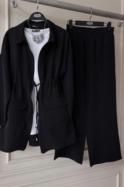 Karen cepli fermuarlı ikili takım Siyah UMS5097