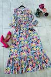 Karışık Çiçek Desenli Pamuklu Viskon Elbise  bebemavi UMS1131