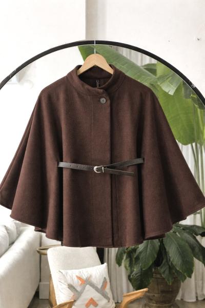 Kaşe Kumaş Kemerli Panco kahve NW6062