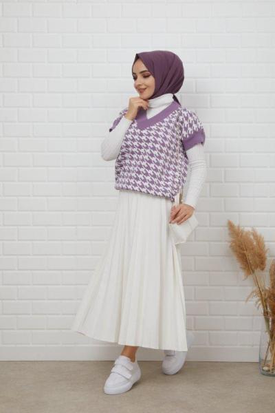 Kazayağı Triko Süveter Lila NFS14489