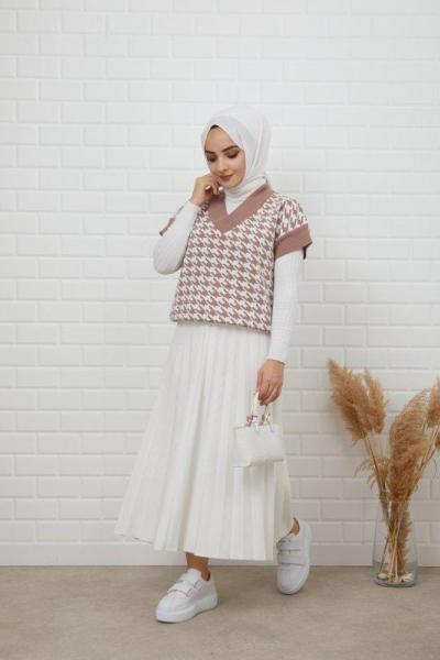 Kazayağı Triko Süveter Gül NFS14489