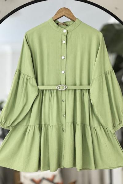 Kemer Tokalı Katkat Kiloş Salaş Tunik Mint TCN4097