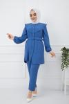 Kemerli  Ön düğmeli Ayrobin Takım indigoUMS869
