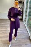 Kemerli  Ön düğmeli Ayrobin Takım mor UMS869
