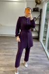 Kemerli  Ön düğmeli Ayrobin Takım mor UMS869
