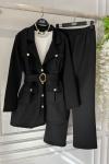 Kemerli ceketli takım siyah UMS50316