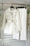 Kemerli ceketli takım Beyaz UMS50316