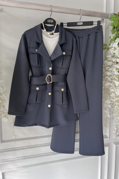 Kemerli ceketli takım Antrasit UMS50316