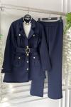 Kemerli ceketli takım Lacivert UMS50316