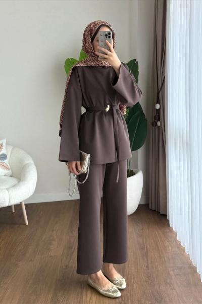 Kemerli ispanyol kol Scuba Takım Kahve NW6063