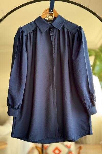 Kemerli  karpuz kol Tunik Lacivert NEW6048