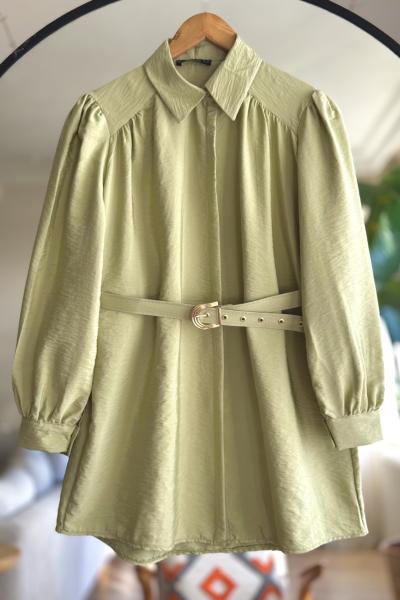 Kemerli  karpuz kol Tunik Yeşil NEW6048