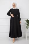 Kemerli Kiloş  Elbise Siyah HNS909