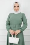 Kemerli Kiloş  Elbise Yeşil  HNS909