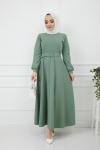 Kemerli Kiloş  Elbise Yeşil  HNS909