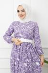 Kemerli Pegasus kumaş Elbise Lila  HBS1147
