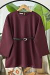 Kemerli salaş scuba tunik Bordo BK9524