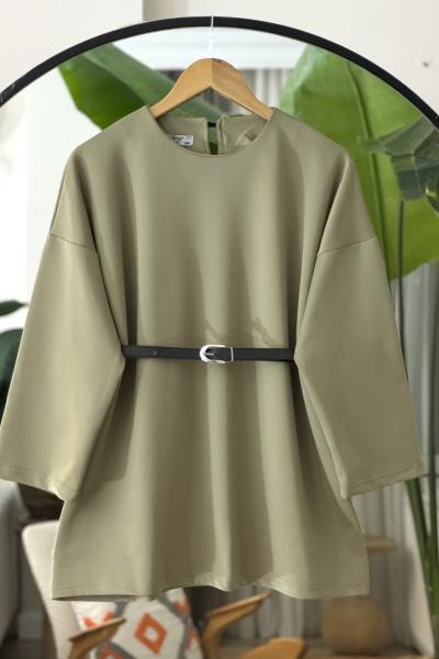 Kemerli salaş scuba tunik Yeşil  BK9524