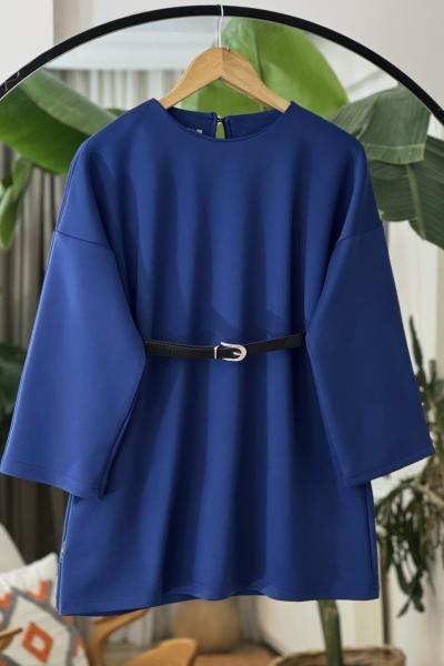 Kemerli salaş scuba tunik Lacivert BK9524