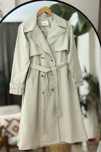 Kemerli sugecirmez kumaş trenç  yeşil DS2055