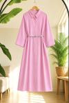 Kemerli tam boy Tunik Kap pembe  BK9579