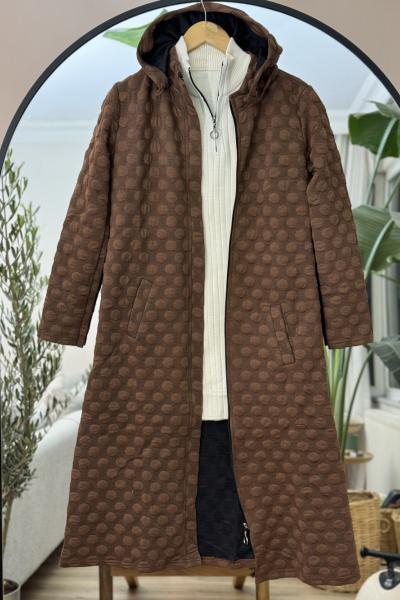 Kendinden desenli  uzun kap  kahve UMS50229