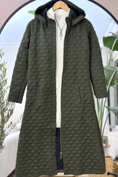 Kendinden desenli  uzun Kap Yeşil UMS50229