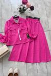 Keten Etek gömlek Takım fuşya UMS5034