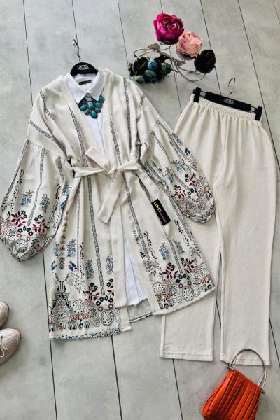 Keten Kimono takım Mint UMS5040