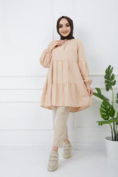 Keten Kumaş Tunik Bej PNK970