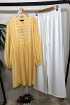 Keten Tunik Ayrobin kumaş pantolon Sarı Pkl658