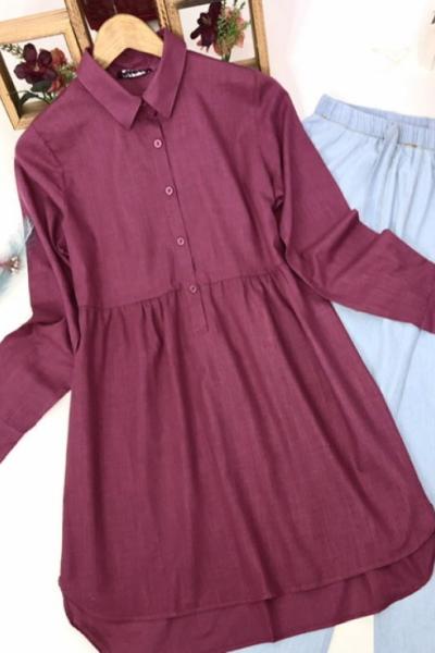Keten tunik Mürdüm  PNK984
