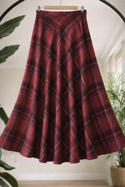 Kiloş ekose Etek Bordo SLT8049