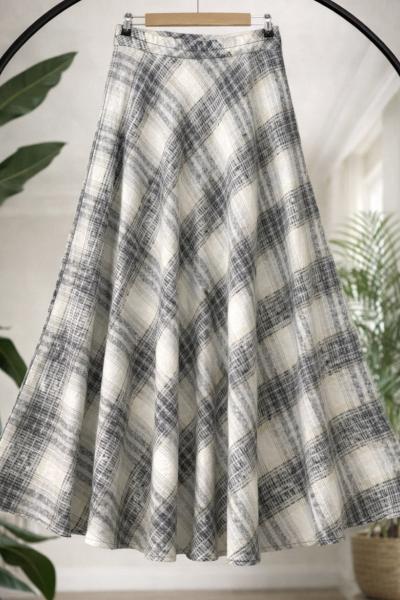 Kiloş ekose Etek Ekru SLT8049