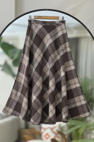 Kiloş ekose Etek Kahverengi SLT8049